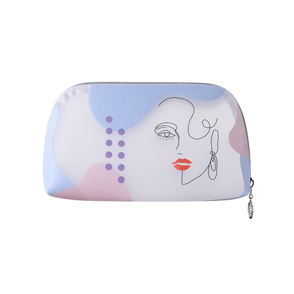 (Red Lip Girl) Large Toiletry Wash Bag Lovely Girl Pattern Translucent TPU Cosmetic Makeup Pouch Container,Size L