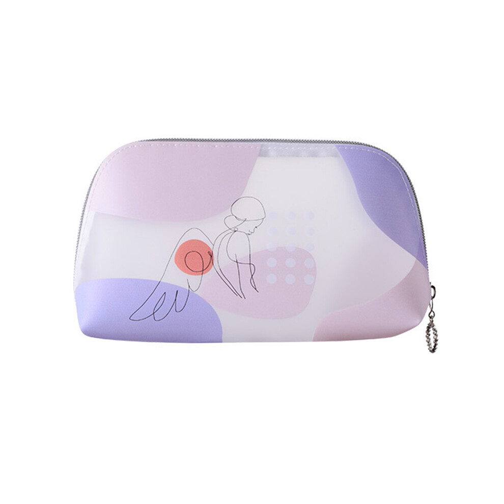 (Wing Girl) Large Toiletry Wash Bag Lovely Girl Pattern Translucent TPU Cosmetic Makeup Pouch Container,Size L