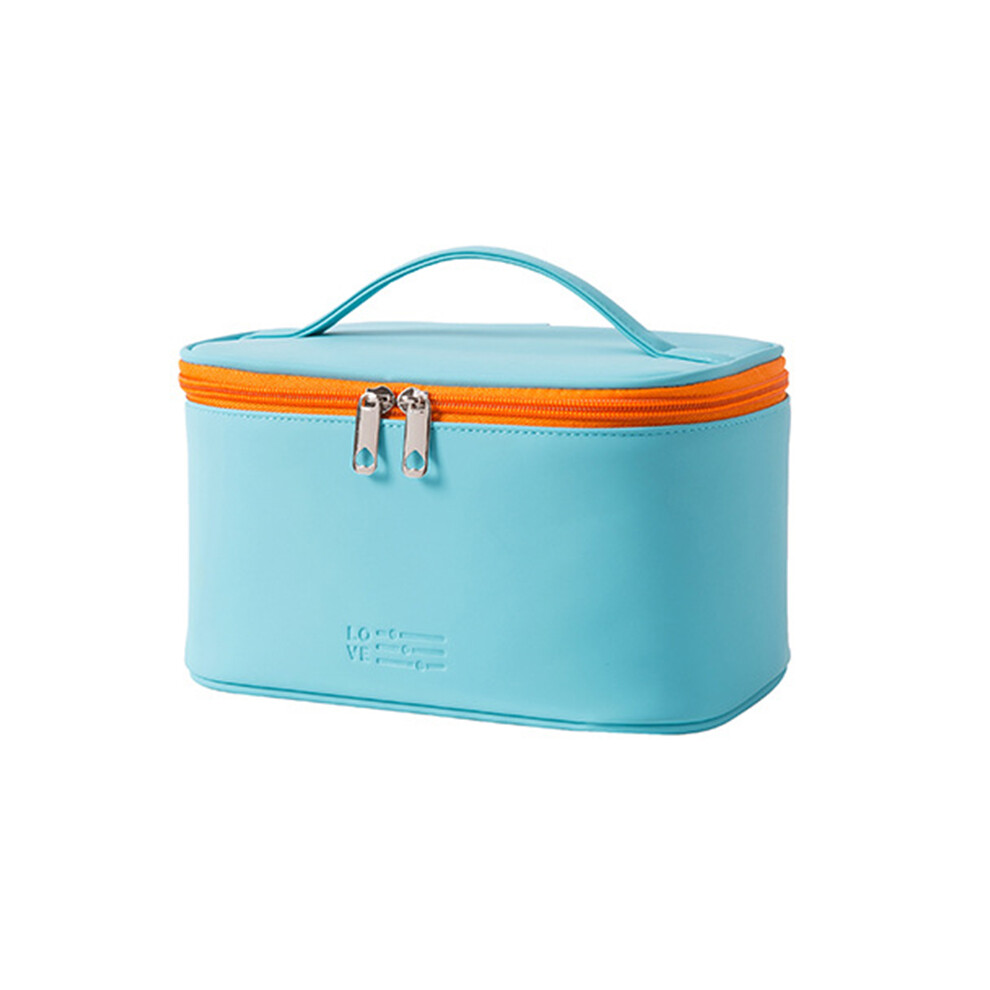 Blue (Baby ) Pu Leather Cosmetic Handbag Makeup Organizer Pouch Portable Travel Toiletry Bag