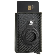 (Carbon Fiber Texture) For AirTag Storage Bag RFID Blocking Microfiber Leather Card Holder Men Cash Card Carrying Bag