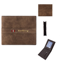 (Brown) BAELLERRY D3033 Bi-fold Wallet for Men,Compact PU Leather Billfold Cash Money Storage Pouch