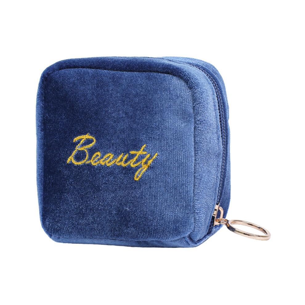Sky Blue (Sky Blue) Portable Travel Velvet Cloth Cosmetics Storage Bag Lipsticks Lip Gloss Zipper Storage Bag