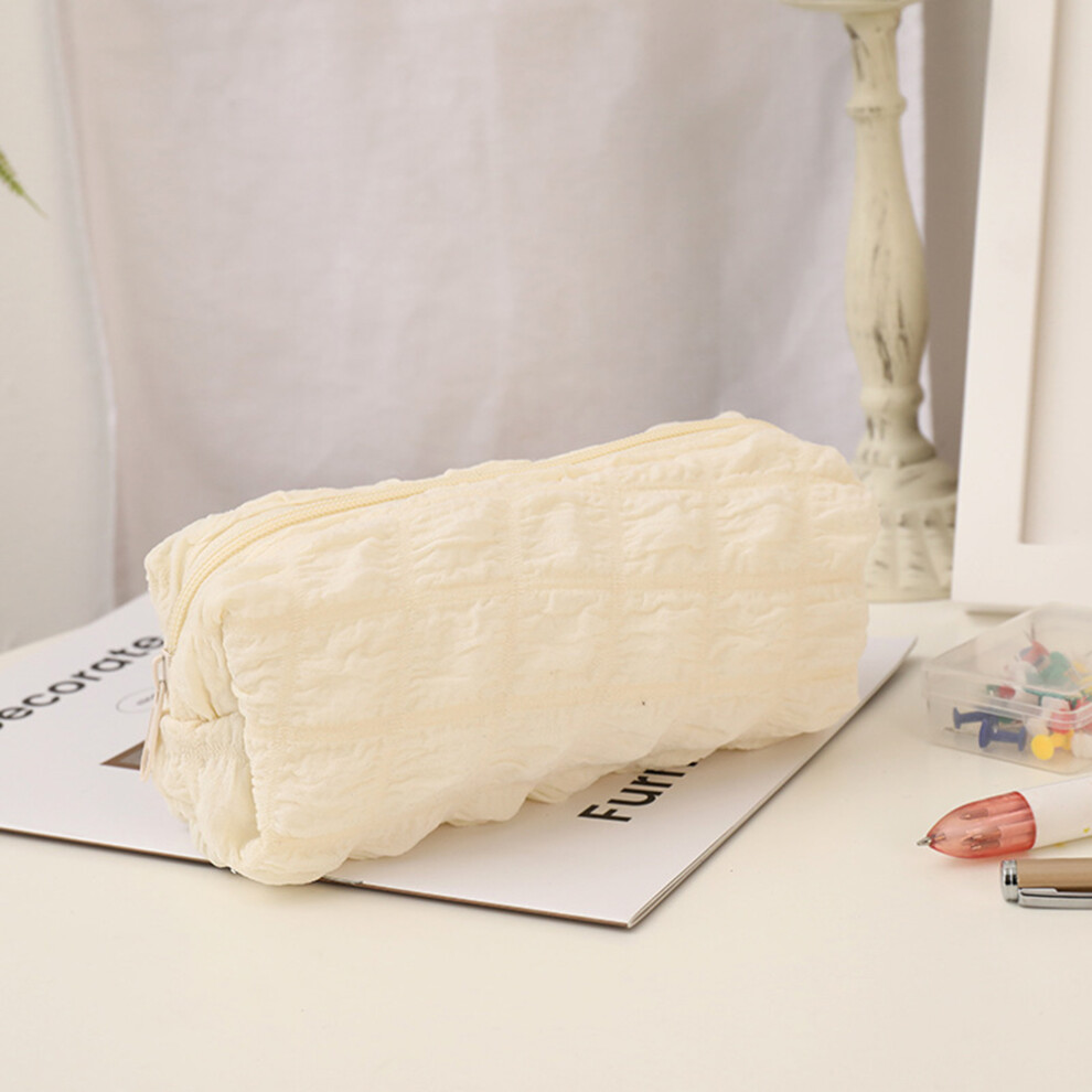 (Beige) Cloud Shape Design Cosmetic Pens Organizer Toiletries Storage Bag Canvas Makeup Pouch