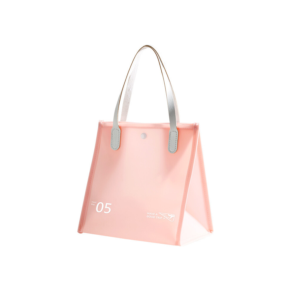 (Pink) RH2313 Waterproof PVC Travel Cosmetic Toiletries Organizer Bag Pouch Makeup Storage Handbag