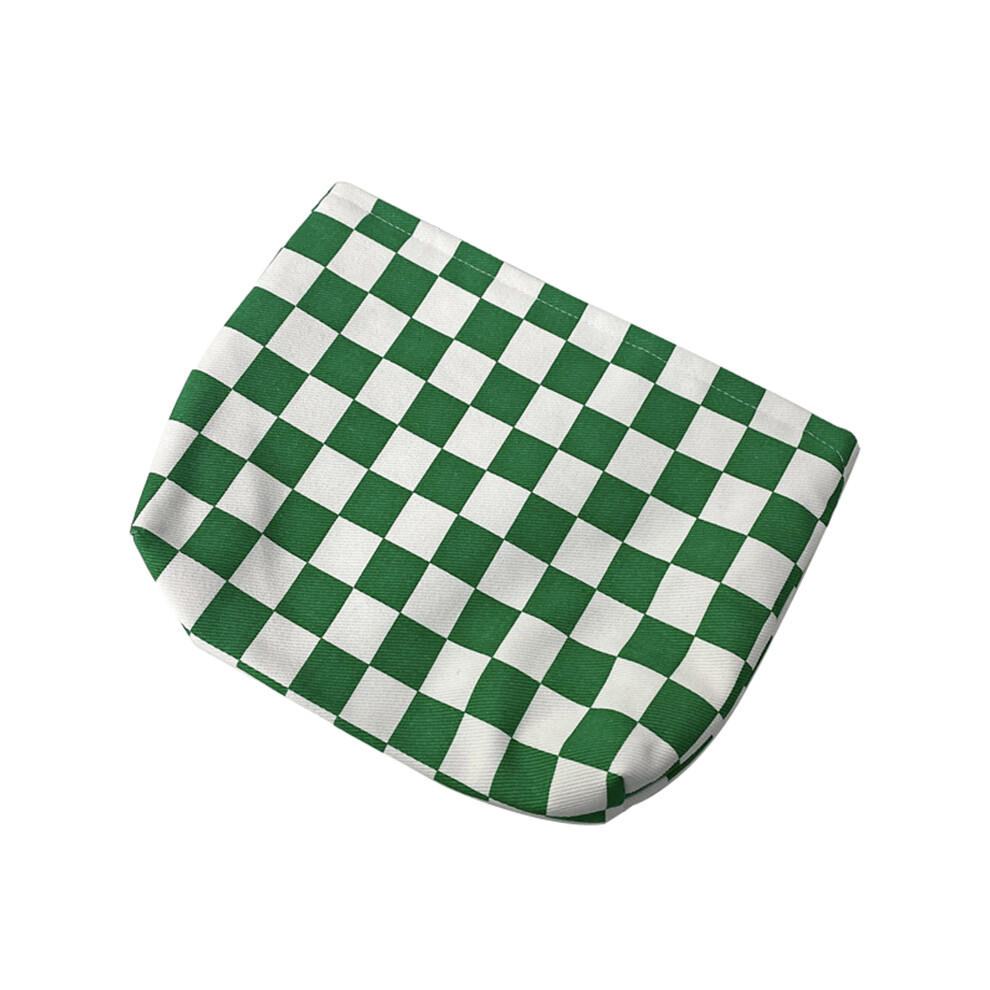 Green/White () Tz Checkered Canvas Cosmetic Storage Bag Large Capacity Makeup Pouch Pen Coin Purse Handbag