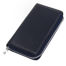 (Sapphire) TZ FQ525 Card Holder Wallet RFID Blocking Top-Layer Cowhide Leather Bank Card Case Pouch