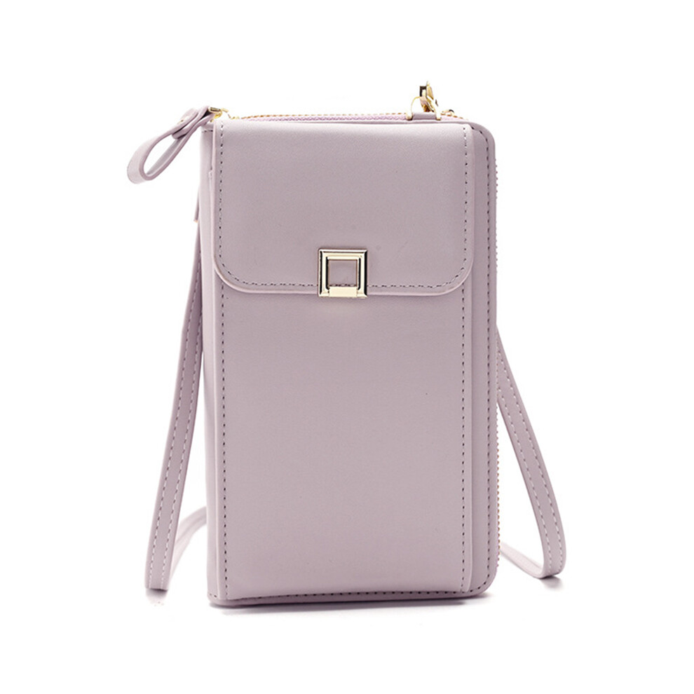 (Light Purple) 5725 Phone Carrying Pouch Women Crossbody Shoulder Bag PU Leather Wallet Card Holder Bag-image-OPC-PJS5PSJ-NEW