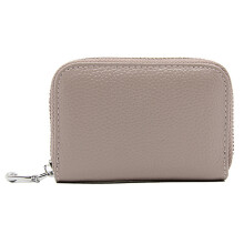 (Khaki) FQ507 Litchi Texture Top Layer Cowhide Leather RFID Blocking Organ Card Bag Women Zipper Coin Purse
