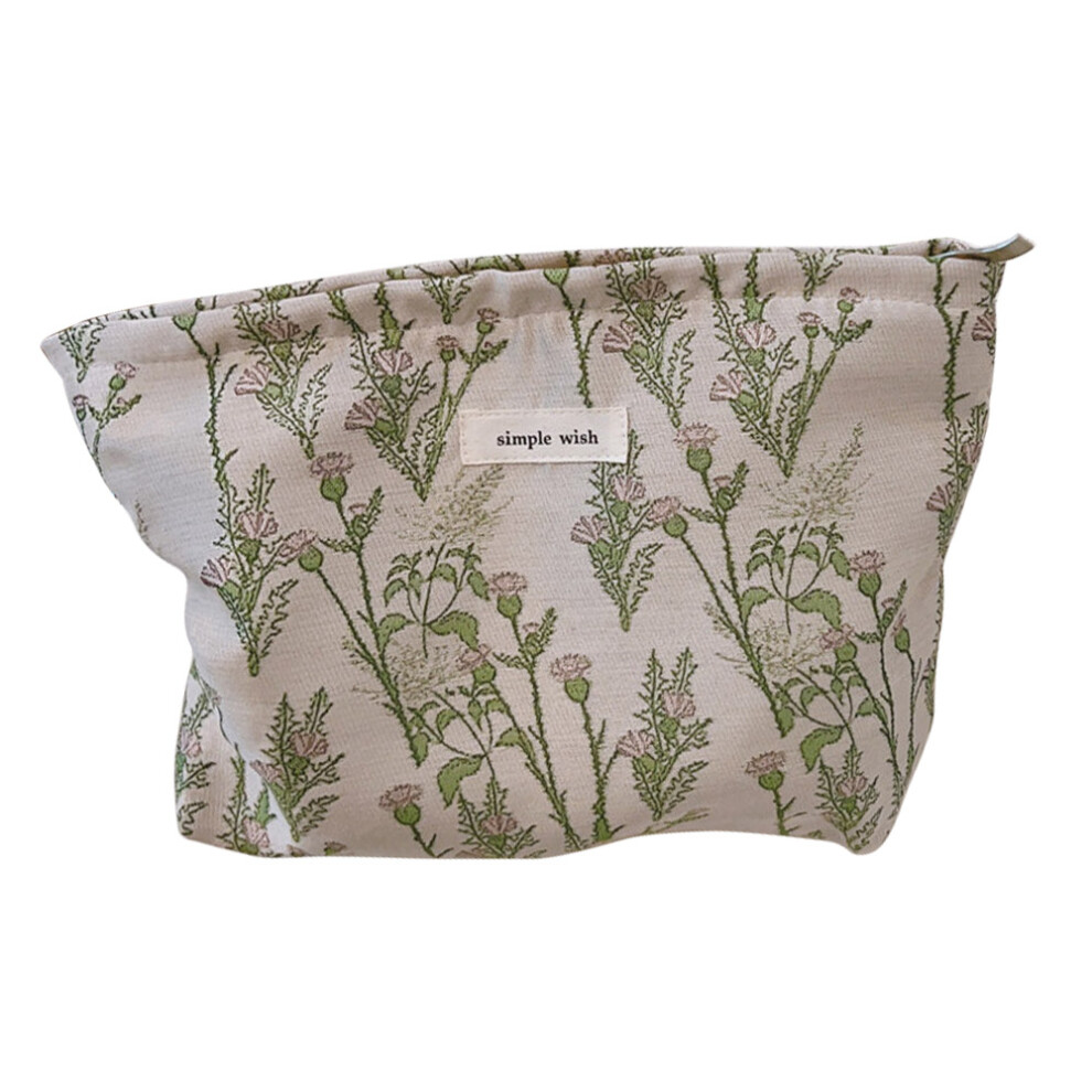 Pink ( Flower) Travel Toiletry Organizer Stylish Flower Pattern Canvas Cosmetic Bag Makeup Bag