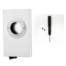 (Silver) RFID Blocking Card Case Aluminum Alloy Automatic Pop-Up Credit Card Holder Smart Tracker Bag for AirTag
