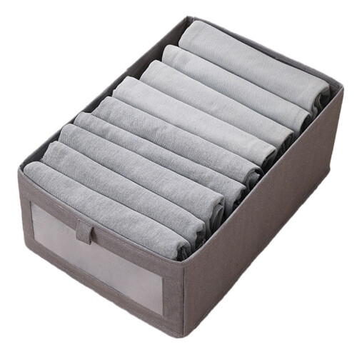 (Grey) Size M Clothes Storage Box Organizer with Clear Window for Wardrobe Closet