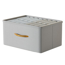 (Grey) Size L Wardrobe Clothes Organizer Closet Storage Box with Handle for Jeans Shirts