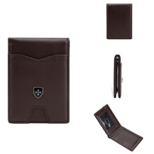 (Coffee) BAELLERRY K9315-K9316 Leather Wallet RFID Blocking Credit Card Holder Multi Card Case