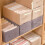 (Beige) 30L Imitation Linen Storage Box Washable Foldable Wardrobe Organizer 6