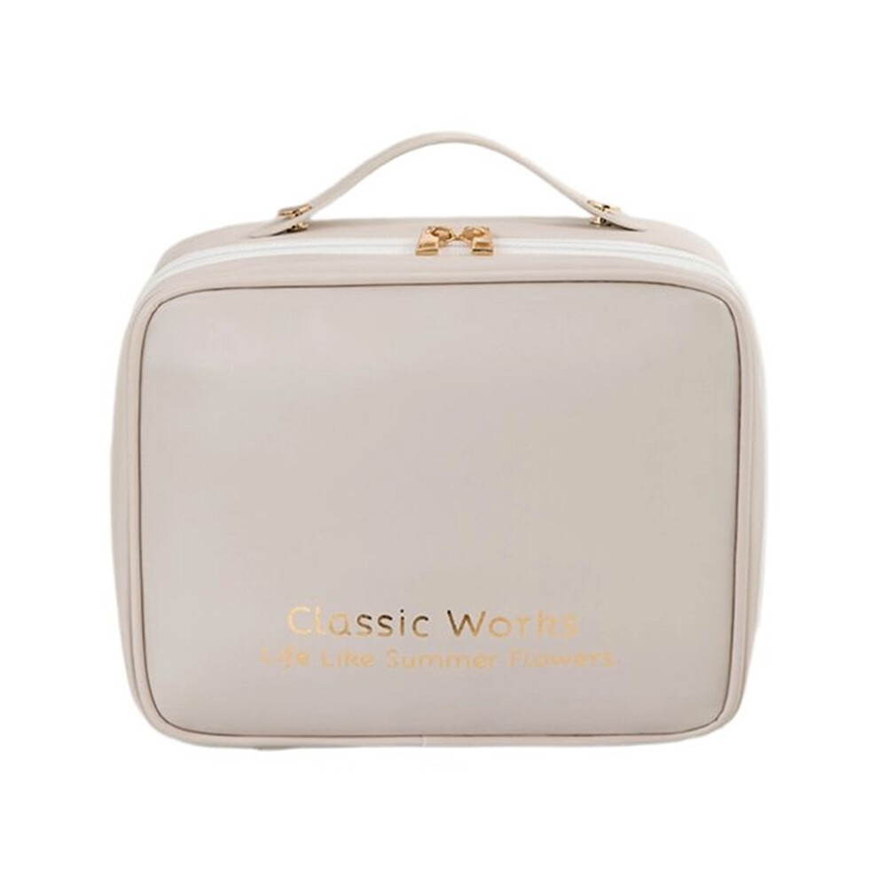 White (White) Large Capacity Cosmetic Storage Bag Pu Waterproof Travel Toiletry Bags
