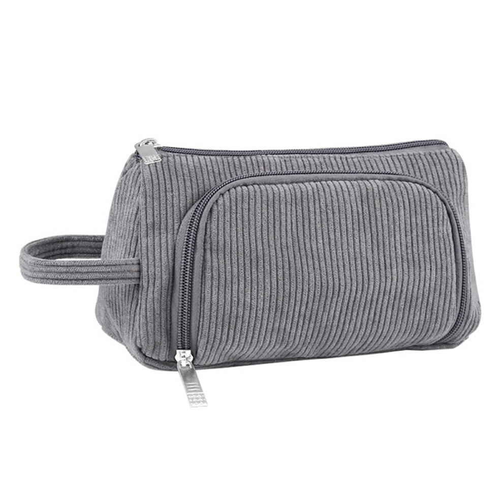 Grey (Grey) Haweel Corduroy Cosmetics Bag Travel Organizer Toiletry Bag For Makeup,Lotion,Pen