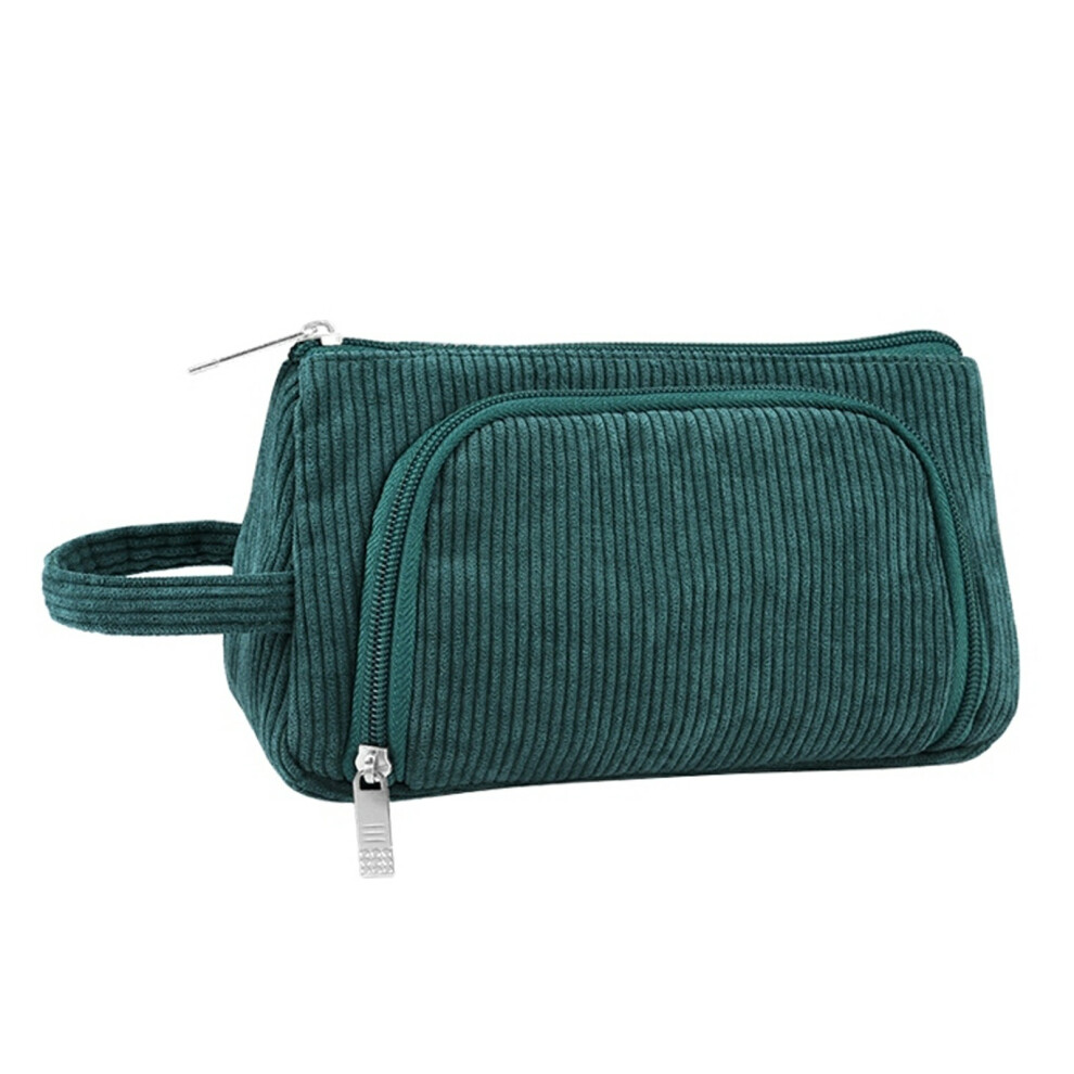 Green (Green) Haweel Corduroy Cosmetics Bag Travel Organizer Toiletry Bag For Makeup,Lotion,Pen