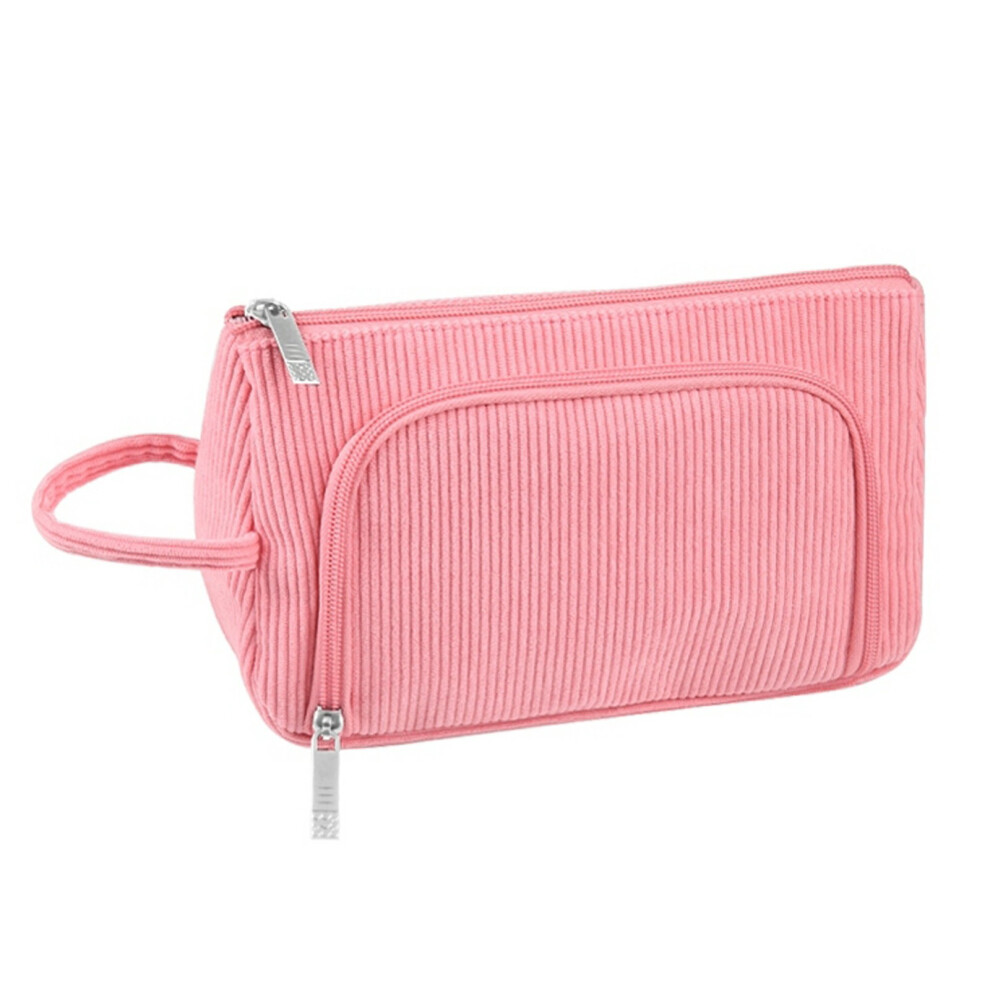 Pink (Pink) Haweel Corduroy Cosmetics Bag Travel Organizer Toiletry Bag For Makeup,Lotion,Pen