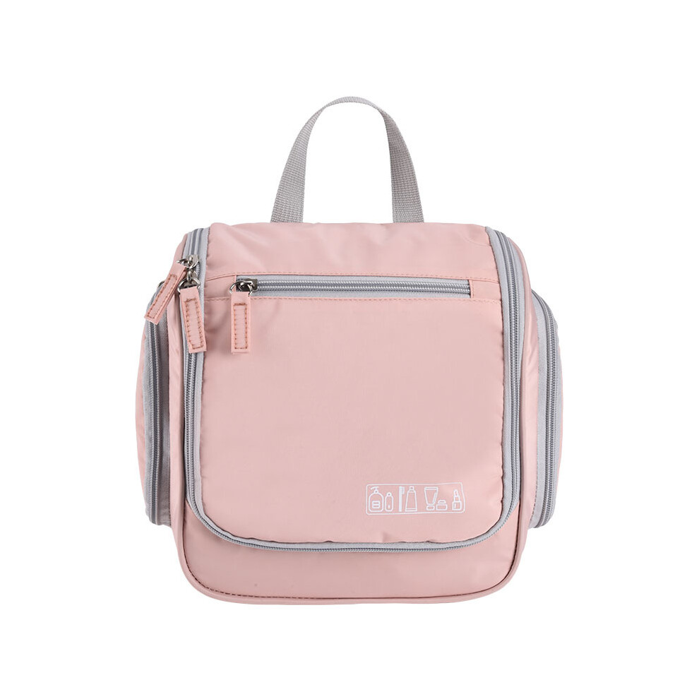 Pink (Pink) Portable Waterproof Makeup Bag Travel Cosmetics Toiletries Carrying Bag With Hanging Hook