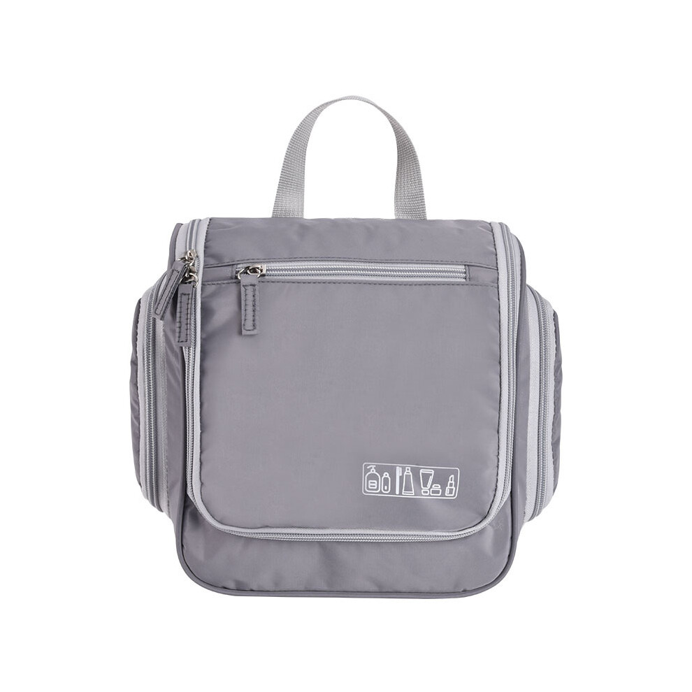 Grey (Grey) Portable Waterproof Makeup Bag Travel Cosmetics Toiletries Carrying Bag With Hanging Hook