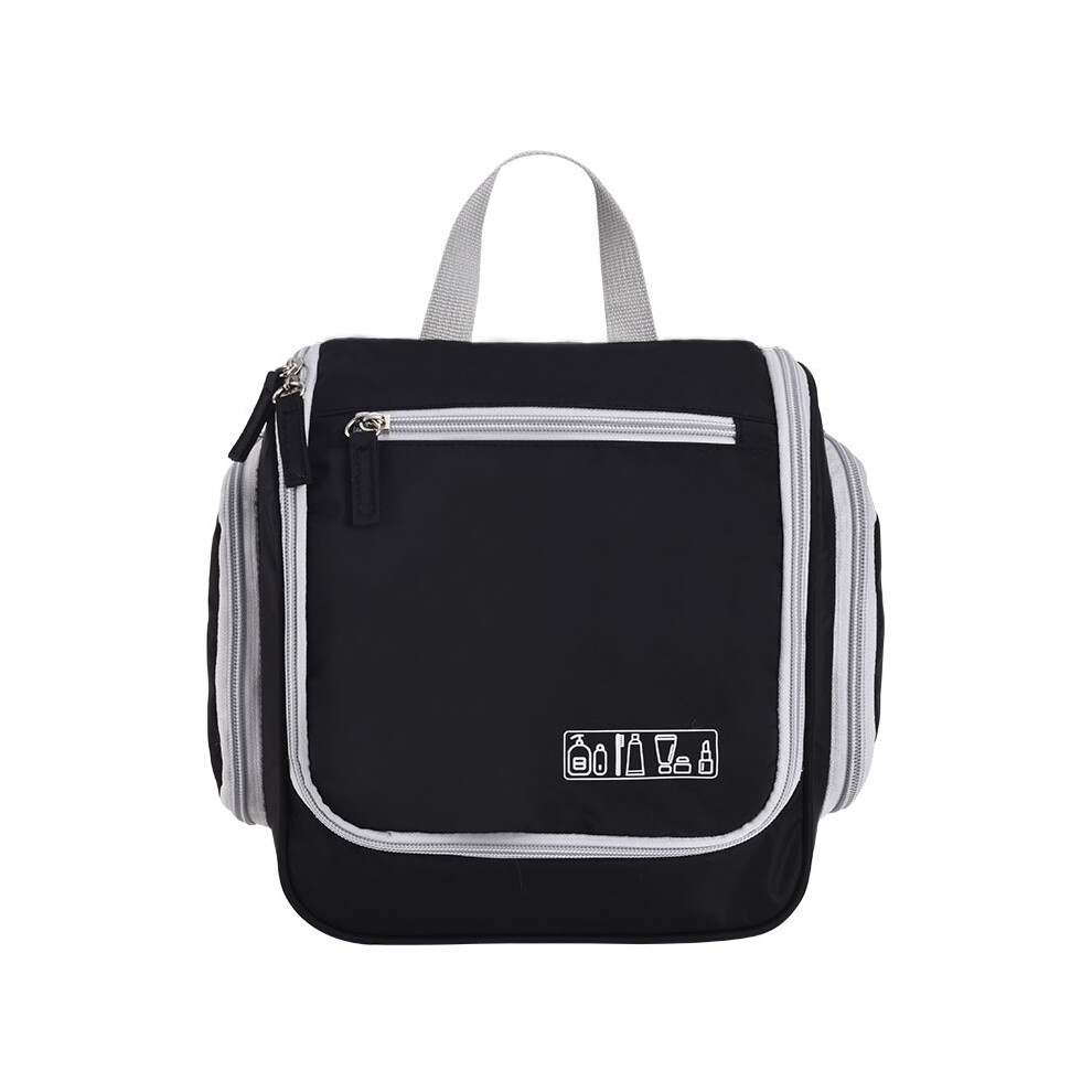 Black (Black) Portable Waterproof Makeup Bag Travel Cosmetics Toiletries Carrying Bag With Hanging Hook
