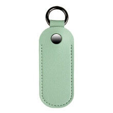 (Lake Green) PU Leather U-disk Memory Card Storage Bag Anti-lost Protective Cover with Keyring