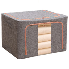 (Dark Grey) 24L Clothes Storage Bags Cotton Linen Clear Window Wardrobe Storage Organizer Box with Handle