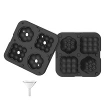 (Black) 2 in 1 Silicone Ice Cube Tray Ice Making Mold with Funnel (BPA Free,No FDA Certificate)