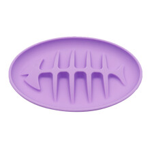 (Purple) Cat Slow Feeder Bowl Fish Bone Design Preventing Choke Silicone Kitten Feeder Bowl