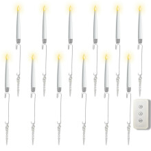 (Icicle) 12 LED Electronic Candle Lights Christmas Tree Ornaments String Fairy Lights with Remote Control