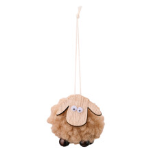 (Brown) Christmas Tree Pendants Wooden Lamb Sheep Fleece Hanging Ornament Xmas Tree Decoration