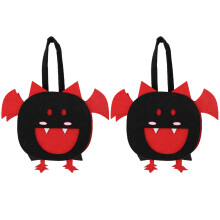(Bat) 2PCS Halloween Candy Treat Bags Felt Party Supplies Organizer Kids DIY Gift Tote Bags
