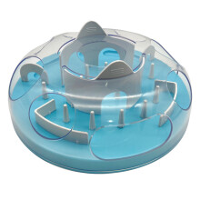 (Blue) ABS Interactive Cat Feeding Maze Toy Slow Feeder Bowl Pet Anti-Choking Digestion Aid Feeding Bowl