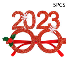 (Red/2023) 5Pcs/Set Adults Kids Christmas Glasses Xmas Tree Hat Plastic Eyeglasses Party Supply
