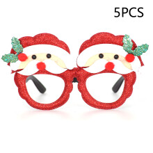 (Santa) 5Pcs/Set Christmas Eyeglasses Plastic Glasses Eyewear Party Photo Prop