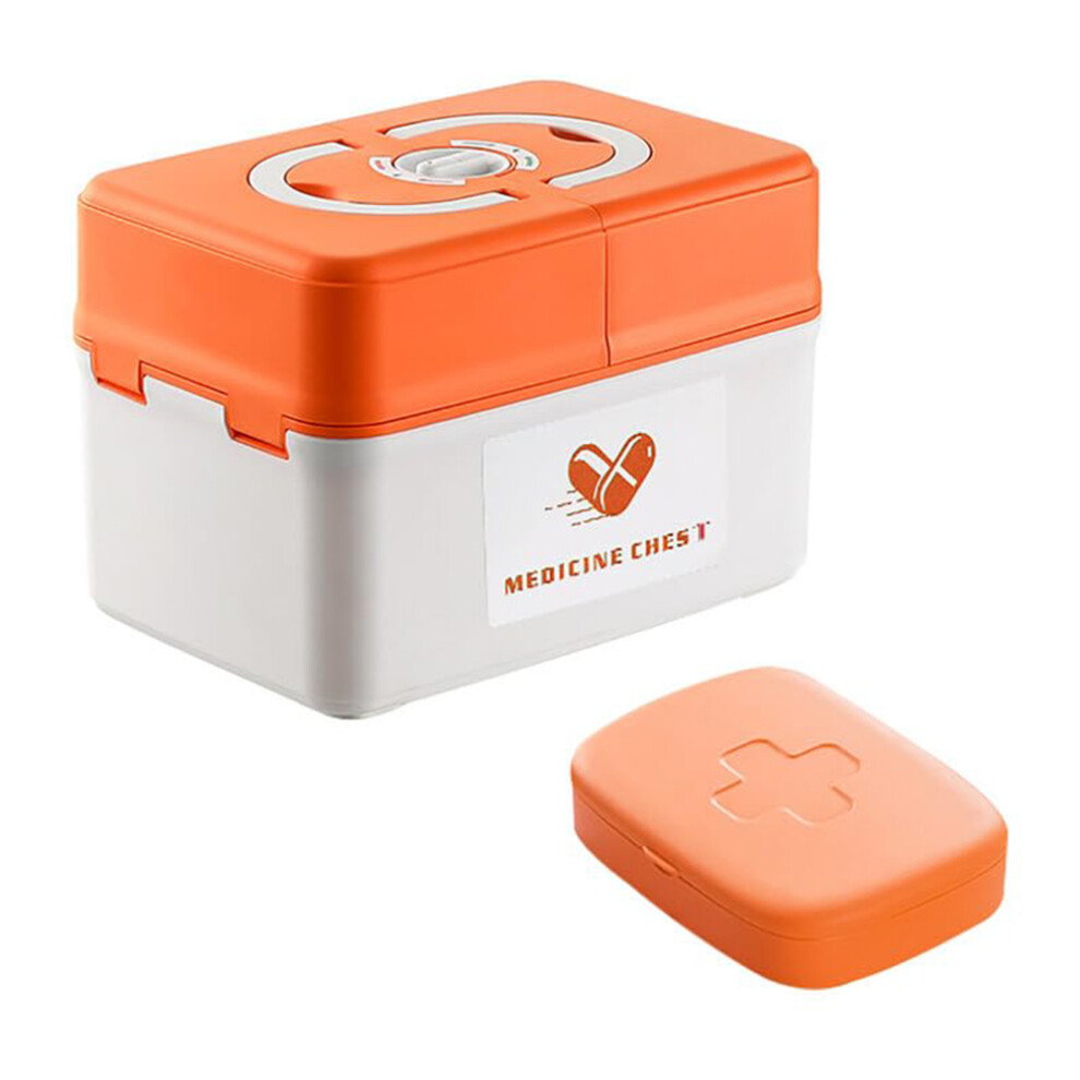 (Orange) 25.5 x 17.5 x 17.8cm Multi Layer First Aid Kit Box Medical Storage Organizer Medicine Container