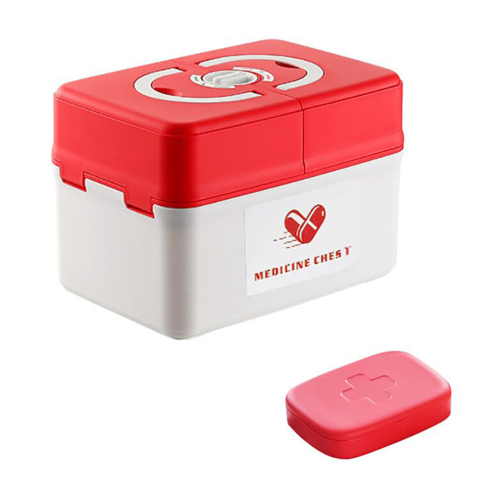 (Red) 25.5 x 17.5 x 17.8cm Multi Layer First Aid Kit Box Medical Storage Organizer Medicine Container