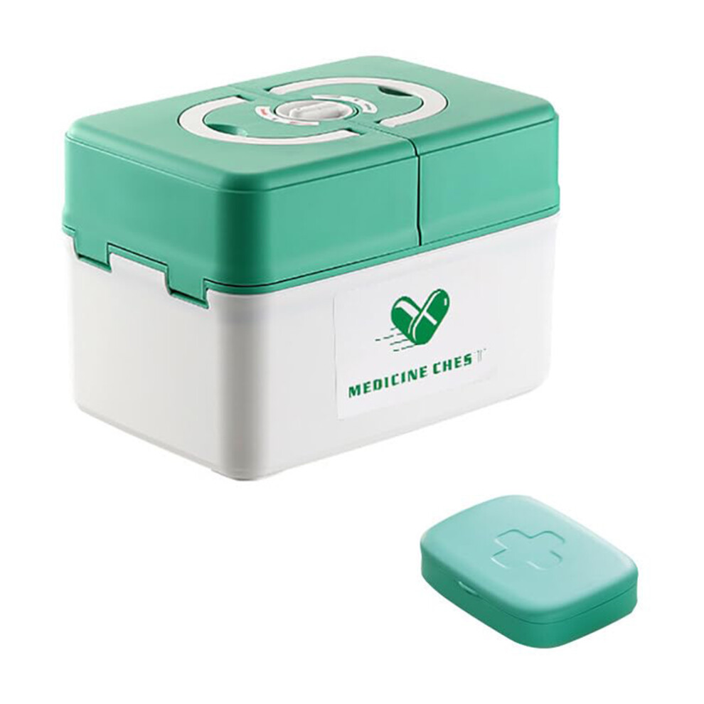(Green) 25.5 x 17.5 x 17.8cm Multi Layer First Aid Kit Box Medical Storage Organizer Medicine Container