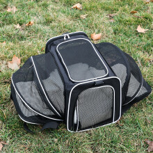(D) Portable Pet Carrier with Shoulder Strap Large Capacity Travel Expandable Tote Bag for Cats Dogs,Size M