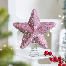 (Pink) Christmas Tree Topper Foam Star Ornament Holiday Decoration Festive Home Decor,Large Size