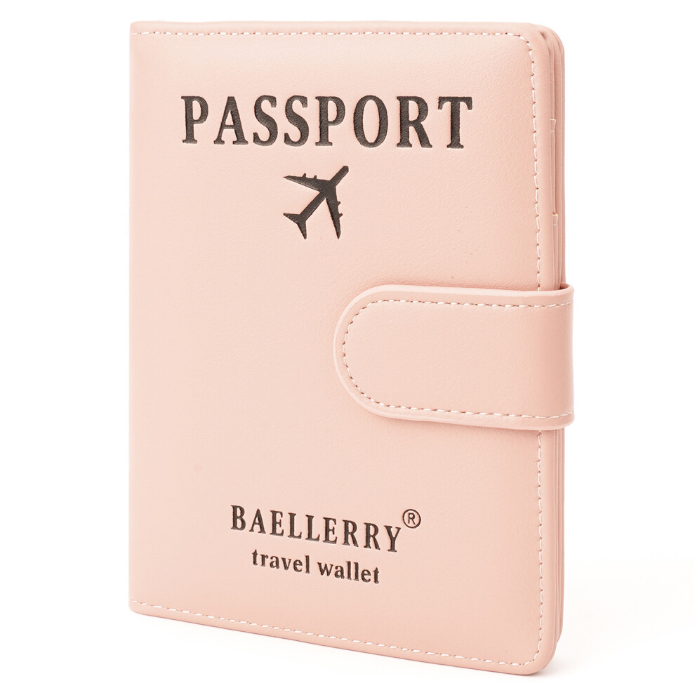 (Pink) Baellerry K2393 Travel Passport Holder Cover Rfid Blocking Wallet For Credit Cards Boarding Passes Pink