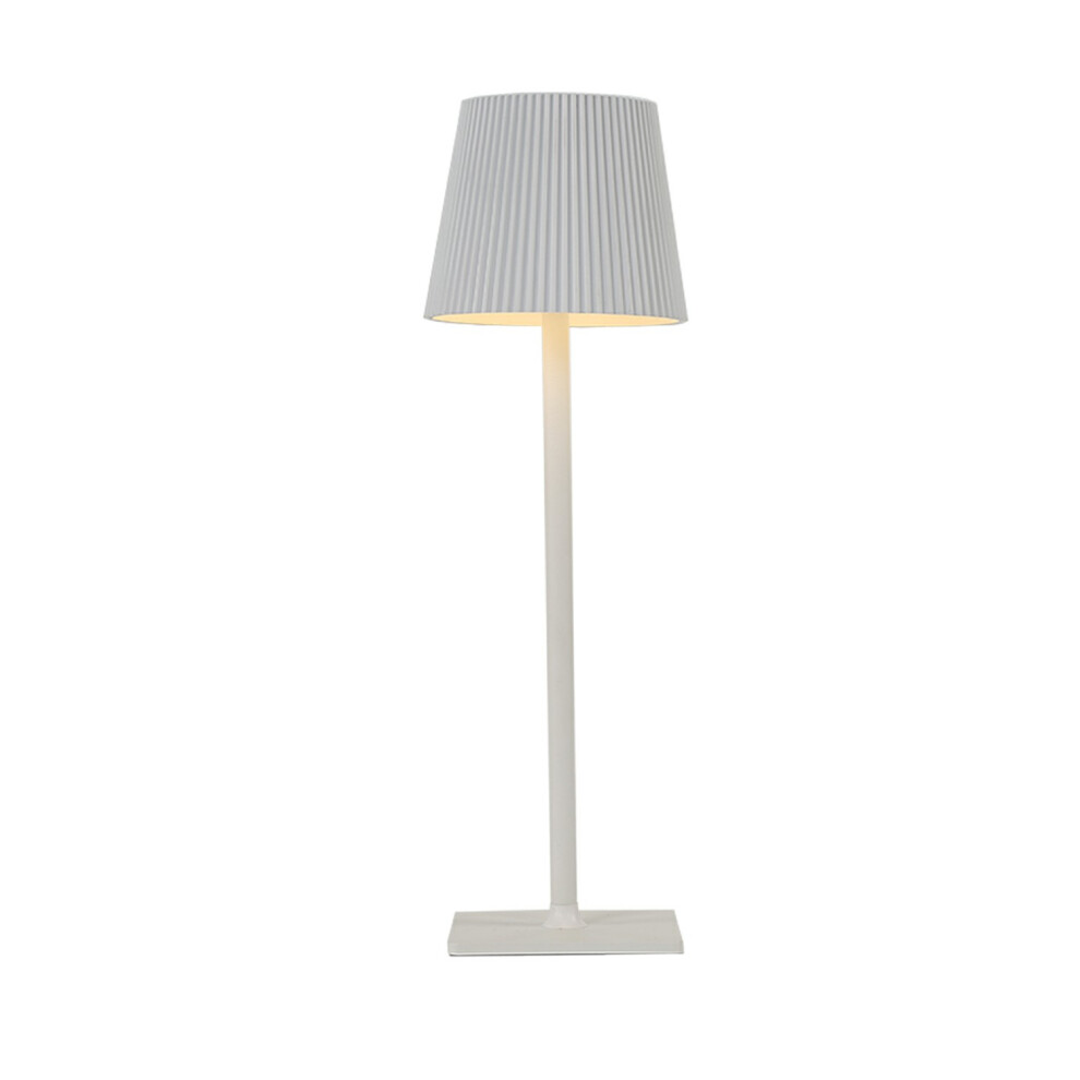 (White) ML-G04 Bedside Light Vintage Pleated Table Light Reading Lamp (Built-in 2000mAh Battery)-image-OPC-PJS5YFH-NEW