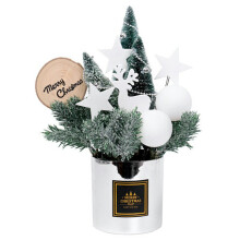 (Silver) 30cm Height Desktop Mini Christmas Tree Festive Potted Plant Holiday Table Decoration