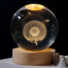 (Dandelion) Crystal Ball Night Light LED Illuminated Table Lamp for Bedroom Decor Birthday Gift