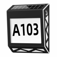 (Black) YH1101 Solar House Numbers Light Waterproof Outdoor White Light Address Sign Plaque Lamp