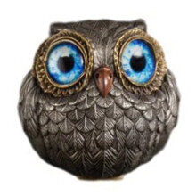 (Blue) Resin Owl Figurine Decorative Ornament for Home/Garden/Tabletop Lucky Charm Wisdom Symbol Gift