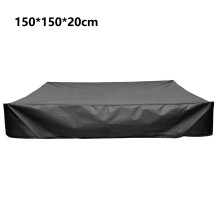 (Black) 150x150x20cm 210D Oxford Cloth Sandpit Cover Square Pool Cover with Drawstring Sandbox Cover