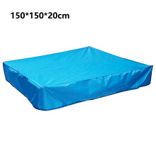 (Blue) 150x150x20cm 210D Oxford Cloth Sandpit Cover Square Pool Cover with Drawstring Sandbox Cover