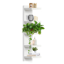 (White) Wall Mounted Multi-Layer Shelf No Drilling 5 Tier Storage Rack Floating Display Organizer for Living Room Bedroom