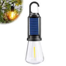 (Flat Bottom) Solar Powered Hooked Camping Light Bulb 3 Modes Waterproof Outdoor Tungsten Tent Lamp